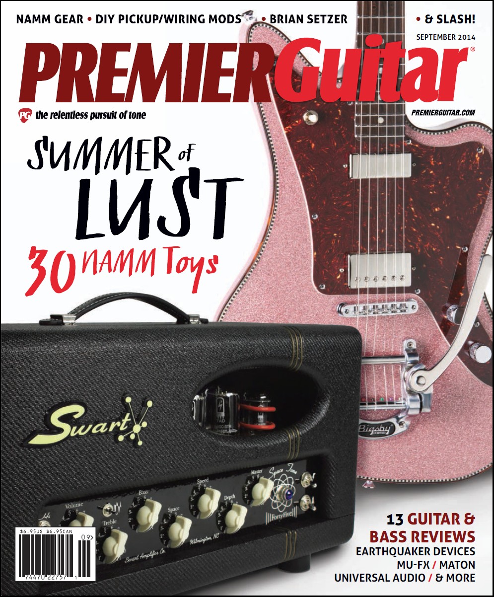 September 2014 Edition of Premier Guitar Magazine Cover w/Swart ST-45